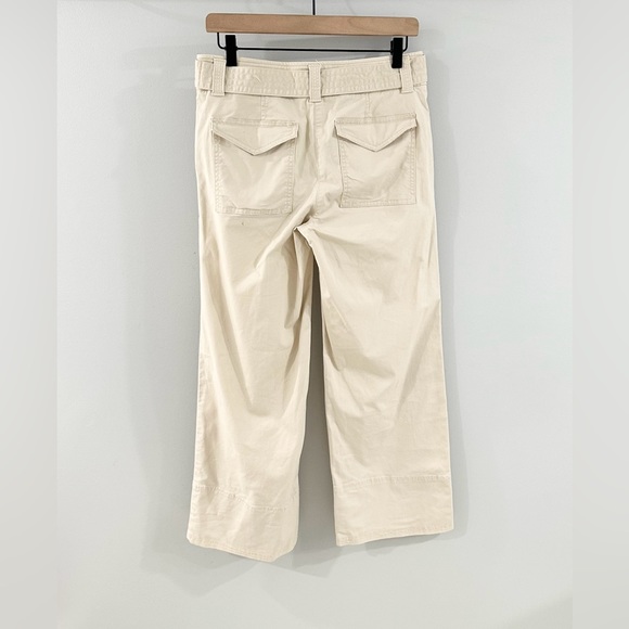 Loft Belted Wide Leg Cropped Pants Beige Size 2 - Picture 6 of 6